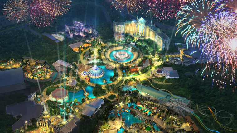 Concept rendering of Universal Orlando Resort’s newest theme park, Epic Universe.